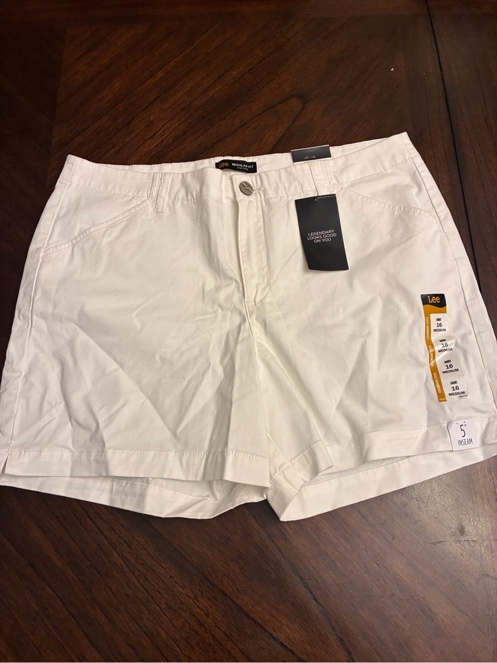 Lee Womens Legendary 5" Chino Short White 16 New